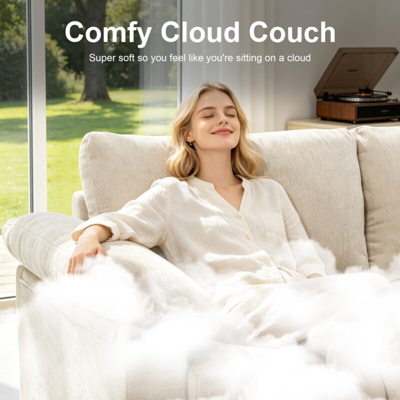 Oversized L Shaped Sectional Couch for Living Room, Extra Large Deep Seat Modular Sectional Sofa with Washable Covers, Modern Cloud Couch for Apartment, Bedroom (Beige, U Shape 8 Seat) - Image 3