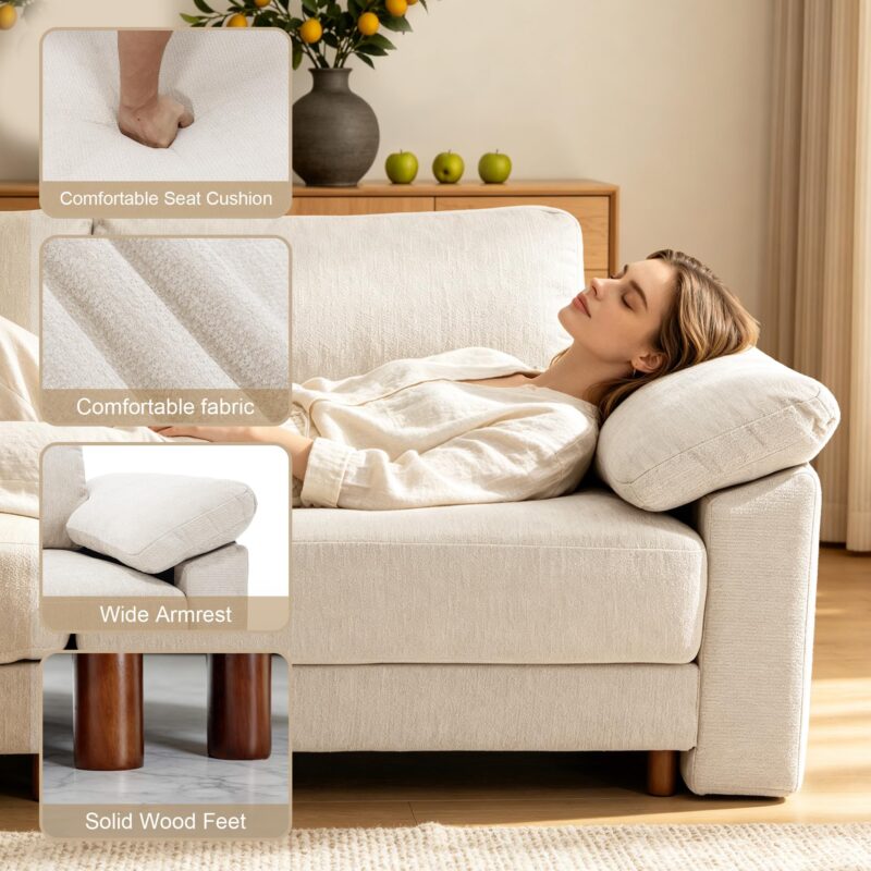 Oversized L Shaped Sectional Couch for Living Room, Extra Large Deep Seat Modular Sectional Sofa with Washable Covers, Modern Cloud Couch for Apartment, Bedroom (Beige, U Shape 8 Seat) - Image 5
