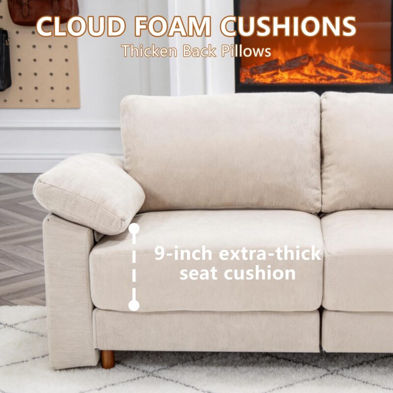 Oversized L Shaped Sectional Couch for Living Room, Extra Large Deep Seat Modular Sectional Sofa with Washable Covers, Modern Cloud Couch for Apartment, Bedroom (Beige, U Shape 8 Seat) - Image 7
