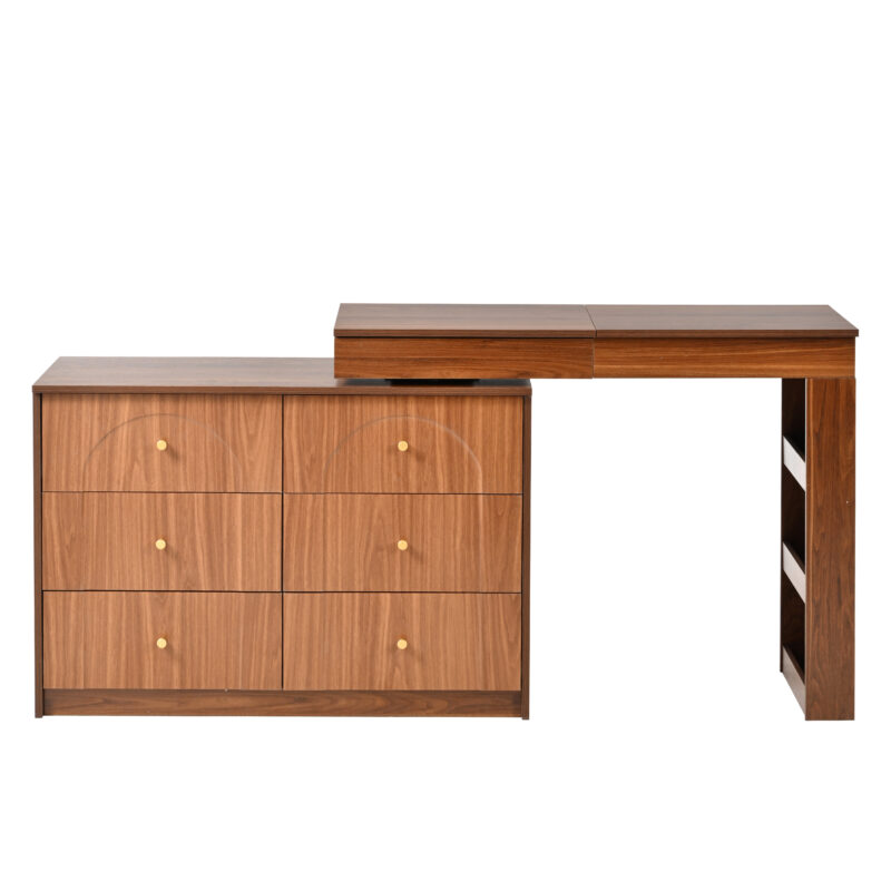 Vanity Desk with Mirror and Lights, Makeup Vanity Table with Flip-Top Tabletop and Storage 7 Drawers, 9 Compartments, 3 Shelves, 3 Color Modes Adjustable Makeup Table for Bedroom - Image 18