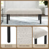 Modern Tufted Linen Dining Bench, Farmhouse Upholstered Entryway Bench with Black Rubber Wood Legs, Versatile for Kitchen, Bedroom, Hallway - Image 11