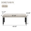 Modern Tufted Linen Dining Bench, Farmhouse Upholstered Entryway Bench with Black Rubber Wood Legs, Versatile for Kitchen, Bedroom, Hallway - Image 12