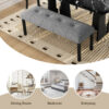 Modern Tufted Linen Dining Bench, Farmhouse Upholstered Entryway Bench with Black Rubber Wood Legs, Versatile for Kitchen, Bedroom, Hallway - Image 2