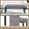 Modern Tufted Linen Dining Bench, Farmhouse Upholstered Entryway Bench with Black Rubber Wood Legs, Versatile for Kitchen, Bedroom, Hallway - Image 5