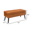 Storage Bench with Storage Bench for Bedroom End of Bed Bench Foot of Bed Bench Entryway Bench Storage Ottoman Bench 43.3" W x 17.7" Brown Leather Bench - Image 3