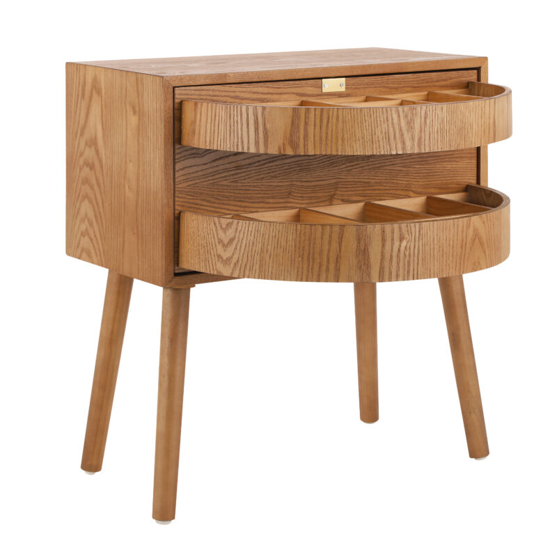 Rotating Hidden Compartment Nightstands, Mid Century Modern Concealment Furniture, Rattan Bed Side Table, Compartment End Table with Wood Legs, Bedside Tables for Bedroom, Living Room, Dorm - Image 6