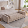 83.1"Wide Modern Upholstered End of Bed Bench with Armrests, Chenille Chaise Lounge Couch with 2 Bolster Pillows, Daybed with Rubberwood Legs For Living Room,Bedroom,Apartment,Guestroom