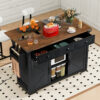 K&K 53.7" Farmhouse Kitchen Island with Power Outlet, 2 Sliding Barn Door Kitchen Storage Island with Drop Leaf, Spice Rack Rolling Kitchen Cart on Wheels, for Home, Kitchen and Dining Room - Image 19