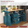 K&K 55.7'' Large Kitchen Island with 2 Drop Leaf,, Rolling Kitchen Cart on 5 Wheels with Power Outlet, Folding Storage Dining Table with Spice & Towel Rack , 3 Drawers, for Kitchen, Dining Room - Image 5