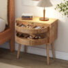 Rotating Hidden Compartment Nightstands, Mid Century Modern Concealment Furniture, Rattan Bed Side Table, Compartment End Table with Wood Legs, Bedside Tables for Bedroom, Living Room, Dorm