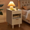 White Fluted Wood Nightstands with Drawer and Open Storage, 2 Pack Modern Bedroom Bedside Side End Tables for Living Room Home Decor - Image 19
