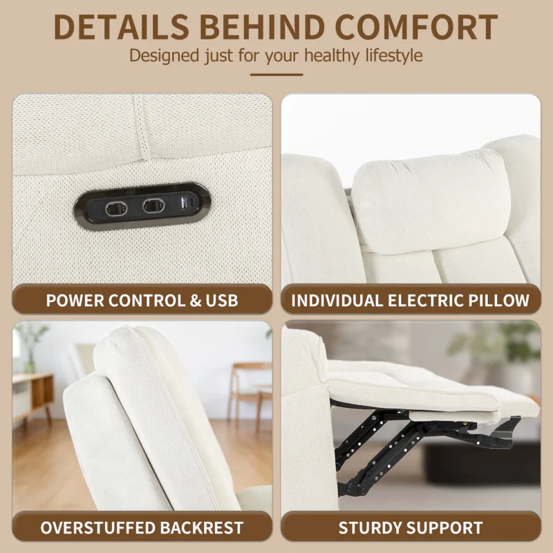 400 LBS Big and Tall Power Recliner, Dual Motor, USB-C, Oversized Chair - Image 5