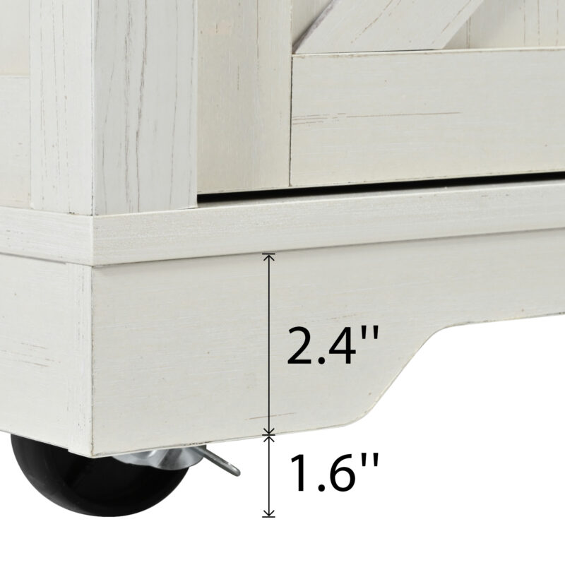 K&K 53.7" Farmhouse Kitchen Island with Power Outlet, 2 Sliding Barn Door Kitchen Storage Island with Drop Leaf, Spice Rack Rolling Kitchen Cart on Wheels, for Home, Kitchen and Dining Room - Image 11