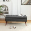 Storage Bench with Storage Bench for Bedroom End of Bed Bench Foot of Bed Bench Entryway Bench Storage Ottoman Bench 43.3" W x 17.7" Brown Leather Bench - Image 14