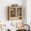 24.8"Glass Door Vintage Double Door Wall Cabinet with Three Tiers of Storage with Towel Rack, for Bathroom, Kitchen,Dining Room - Image 15
