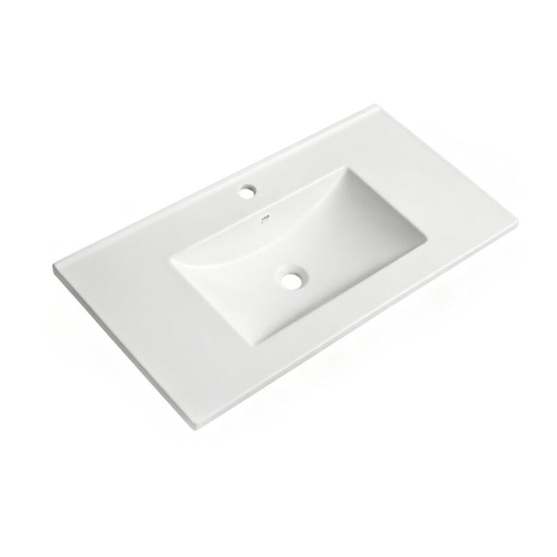 36" Ceramic Basin Sink, 0.8" Ultra-Thin Profile, Single Faucet Hole, Sink Only, Cabinet Not Included, Compatible With Drawer Bathroom Vanity Cabinets, White - Image 2