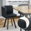 7-Piece Dining Table Set for 6, 1 Table & 6 Black PU Upholstered Chairs, Black & Wood Grain Melamine Table, Modern Kitchen Nook Set for Dining Room, Apartment & Small Space - Image 8