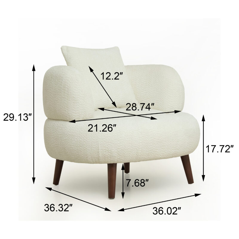 Nordic Style Lazy-Style clubchair 36 Inches Chenille Fabric Bucket Chair Decorative chair Soft Cushion with pillow with ottoman for Living Room Study and Relaxation Room - Image 12