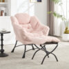 Lazy Chair with Ottoman, Modern Lounge Accent Chair with Armrests and a Side Pocket, Leisure Upholstered Sofa Chair Reading Chair with Footrest for Small Space, Corner Chair - Image 23