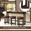 4 Piece Bar Table Set with3 PU Upholstered Bar Stools, Breakfast Table with 3 Padded Stools Solid Wood Counter Height Dining Table Set for Living Room, Dining Room - Image 15