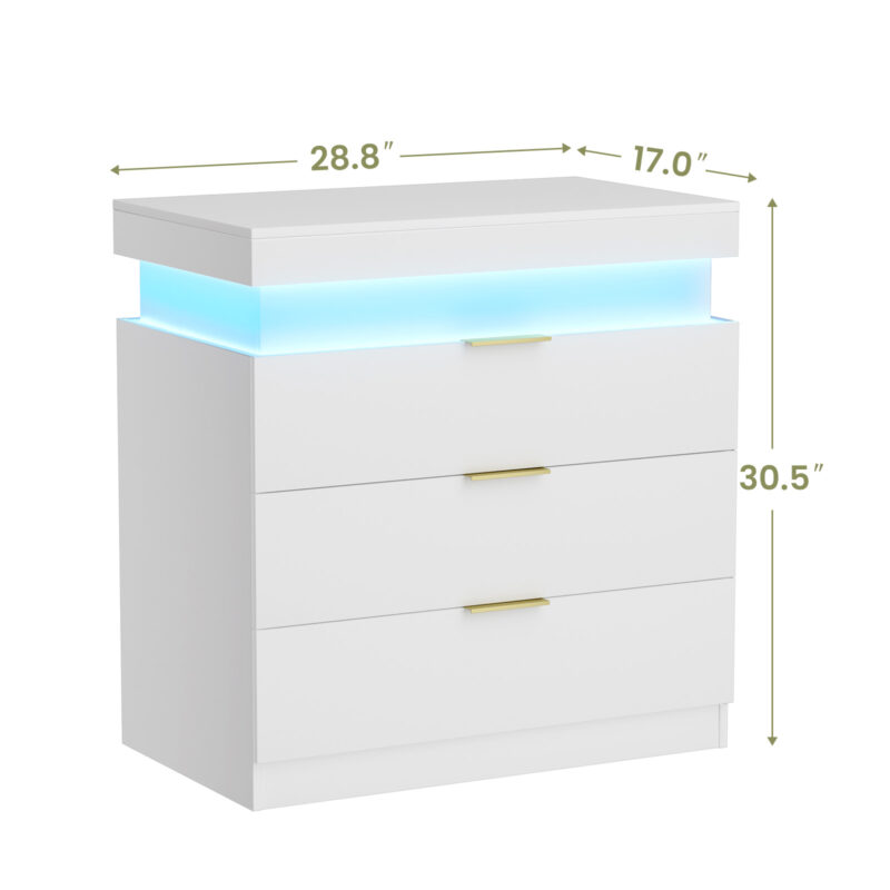 Nightstand with Charging Station and LED Lights,Night Stand with Sliding Top for Bedroom,Bedside Table with Drawers,Modern End Side Table - Image 12
