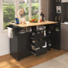 K&K 55.7'' Large Kitchen Island with 2 Drop Leaf,, Rolling Kitchen Cart on 5 Wheels with Power Outlet, Folding Storage Dining Table with Spice & Towel Rack , 3 Drawers, for Kitchen, Dining Room - Image 17