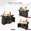 K&K 55.7'' Large Kitchen Island with 2 Drop Leaf,, Rolling Kitchen Cart on 5 Wheels with Power Outlet, Folding Storage Dining Table with Spice & Towel Rack , 3 Drawers, for Kitchen, Dining Room - Image 22
