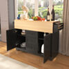 K&K 55.7'' Large Kitchen Island with 2 Drop Leaf,, Rolling Kitchen Cart on 5 Wheels with Power Outlet, Folding Storage Dining Table with Spice & Towel Rack , 3 Drawers, for Kitchen, Dining Room - Image 21