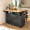 K&K 55.7'' Large Kitchen Island with 2 Drop Leaf,, Rolling Kitchen Cart on 5 Wheels with Power Outlet, Folding Storage Dining Table with Spice & Towel Rack , 3 Drawers, for Kitchen, Dining Room - Image 18