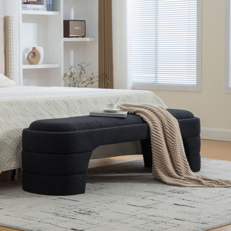 64.96"Wide Modern Upholstered Armless Upholstered Bedroom Benches End of Bed Bench for Entryway, Ottoman Foot Stool for Living Room and Bedroom, Entryway - Image 10