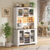 70.9" Kitchen Pantry Storage Cabinet Rustic Buffet Cabinet, Kitchen Hutch Cabinet with LED Outlets Food Pantry Cabinet with Doors and Shelves Wine Rack for Dining Room - Image 3