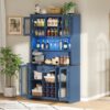 70.9" Kitchen Pantry Storage Cabinet Rustic Buffet Cabinet, Kitchen Hutch Cabinet with LED Outlets Food Pantry Cabinet with Doors and Shelves Wine Rack for Dining Room - Image 8