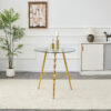 36 Inch Height Bar Table, 34 Inch Round Tempered Glass Top Pub Table with Chrome-Plated Golden Metal Legs, Modern Bistro Table for Kitchen Island/Bar/Cafe