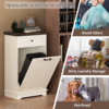 10 Gallon Tilt Out Trash Cabinet Freestanding Trash Bin Cabinet Wood Garbage Recycling Cabinet with Drawer Pet Proof Trash Can Holder for Kitchen Living Room, Antique White (Not include trash can) - Image 8