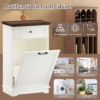 10 Gallon Tilt Out Trash Cabinet Freestanding Trash Bin Cabinet Wood Garbage Recycling Cabinet with Drawer Pet Proof Trash Can Holder for Kitchen Living Room, Antique White (Not include trash can) - Image 9