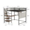 Full size loft metal bed with black for bedroom and dormitory, with built-in charging station and LED lighting - Image 2