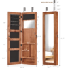 Solid Wood Jewelry Armoire Organizer Cabinet with Full-Length Mirror, 47.5x14.3 in Wall-Mounted Lockable with LED Light - Image 18