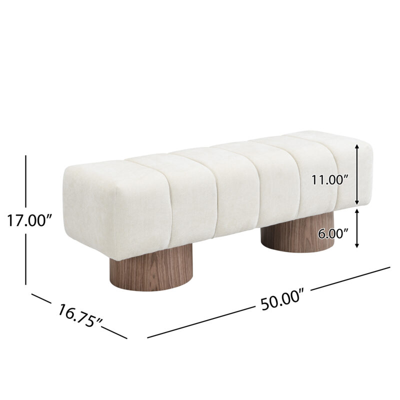 Upholstered Dining Bench for Dining Room, No-Assembly End of Bed Entryway Bench Ottoman for Bedroom Living Room, Green Boucle Fabric, Leg 300 LBS Weight Capacity - Image 3