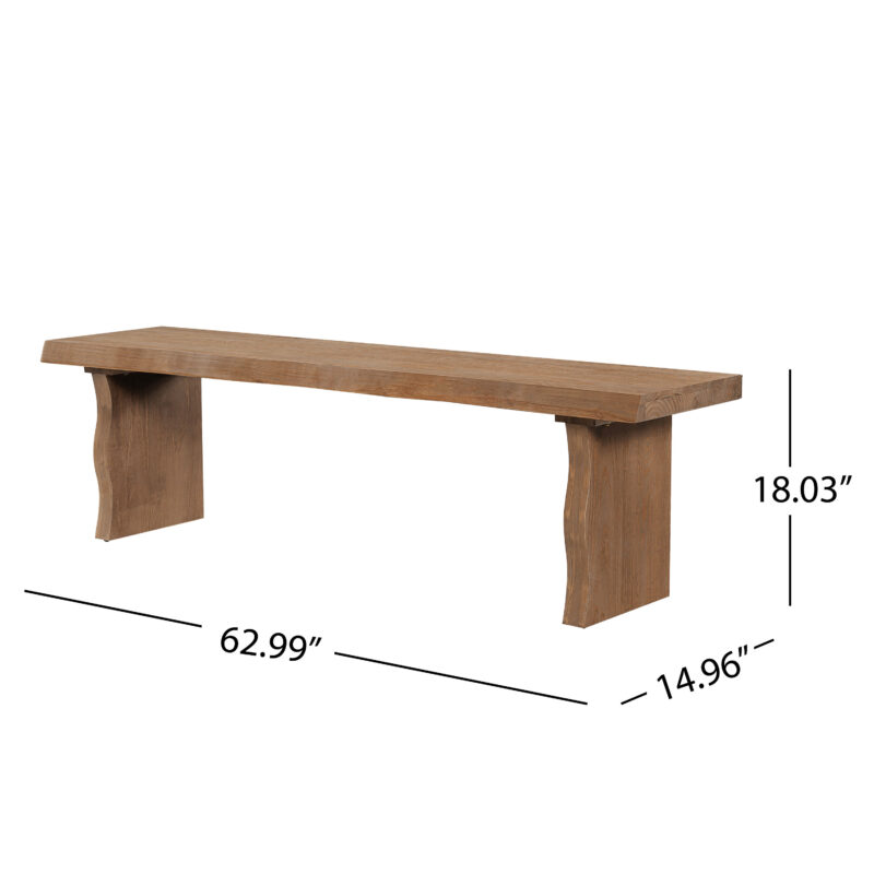 Indoor Pine Dining Bench, 62.9''L Solid Wood Seating, 350lbs Weight Capacity, Fits 3 People for Kitchen, Dining Room & Living Space - Image 11