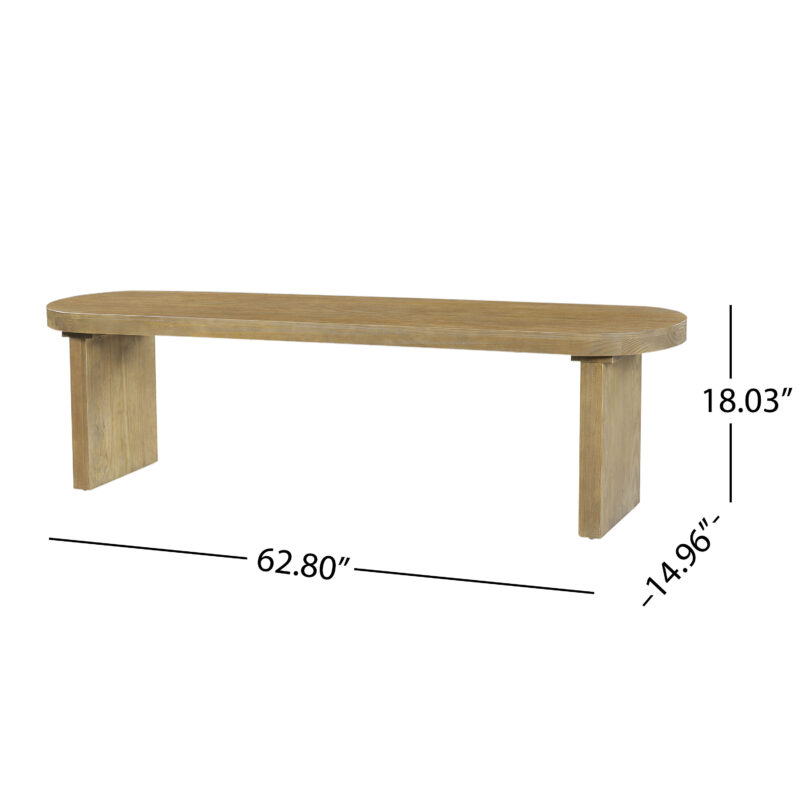 Indoor Pine Dining Bench, 62.9''L Solid Wood Seating, 350lbs Weight Capacity, Fits 3 People for Kitchen, Dining Room & Living Space - Image 7