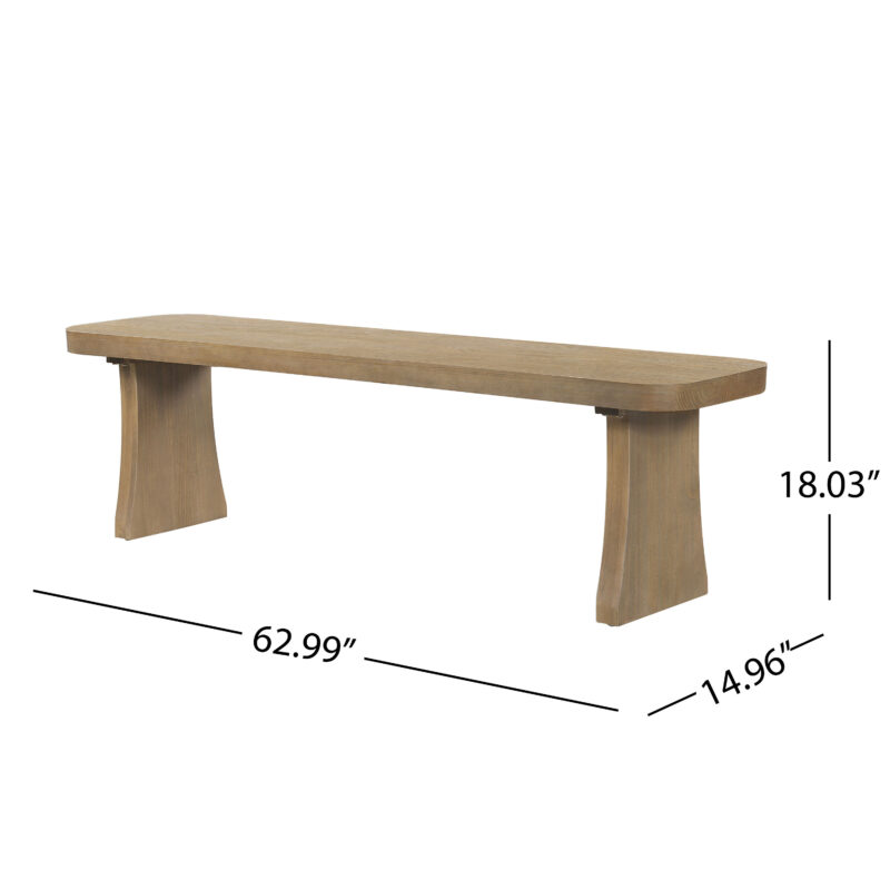Indoor Pine Dining Bench, 62.9''L Solid Wood Seating, 350lbs Weight Capacity, Fits 3 People for Kitchen, Dining Room & Living Space - Image 4