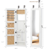 Solid Wood Jewelry Armoire Organizer Cabinet with Full-Length Mirror, 47.5x14.3 in Wall-Mounted Lockable with LED Light - Image 3