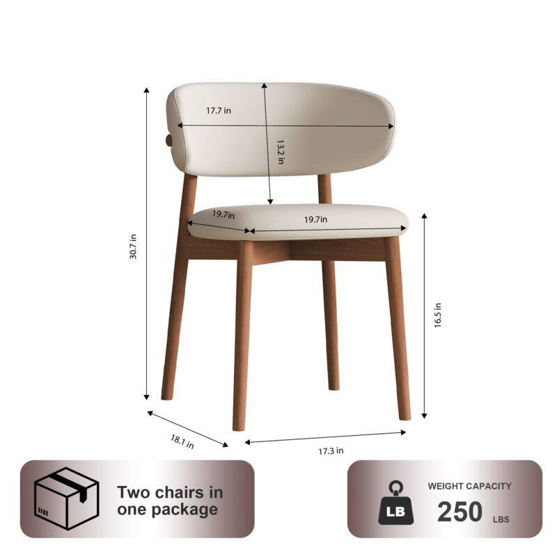 Mid-Century Modern wood feet Dining Chair Set of 2, Stylish Wooden Chairs for Dining Room, Kitchen, or Living Room, Comfortable & Durable, Easy to Assemble - Image 6