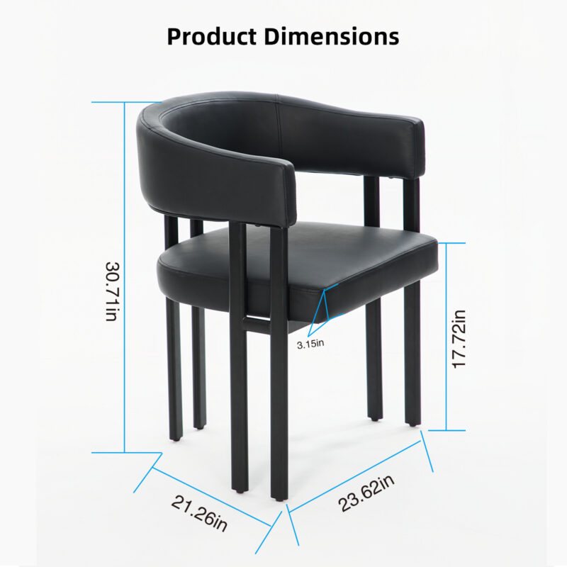 Modern Dining Chairs Set of 2, Faux Leather Upholstered Barrel Dining Room Chairs with Integrated Curved Back And Armrests , Metal Frame Chair for Kitchen Living Room Restaurant - Image 18