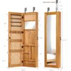 Solid Wood Jewelry Armoire Organizer Cabinet with Full-Length Mirror, 47.5x14.3 in Wall-Mounted Lockable with LED Light - Image 16