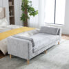 83.1"Wide Modern Upholstered End of Bed Bench with Armrests, Chenille Chaise Lounge Couch with 2 Bolster Pillows, Daybed with Rubberwood Legs For Living Room,Bedroom,Apartment,Guestroom - Image 14