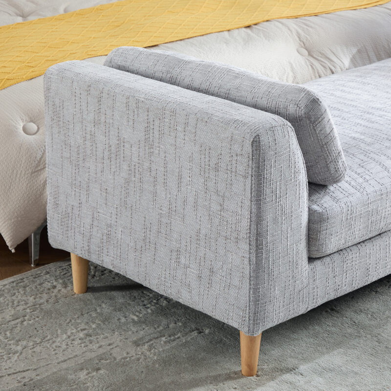 83.1"Wide Modern Upholstered End of Bed Bench with Armrests, Chenille Chaise Lounge Couch with 2 Bolster Pillows, Daybed with Rubberwood Legs For Living Room,Bedroom,Apartment,Guestroom - Image 16