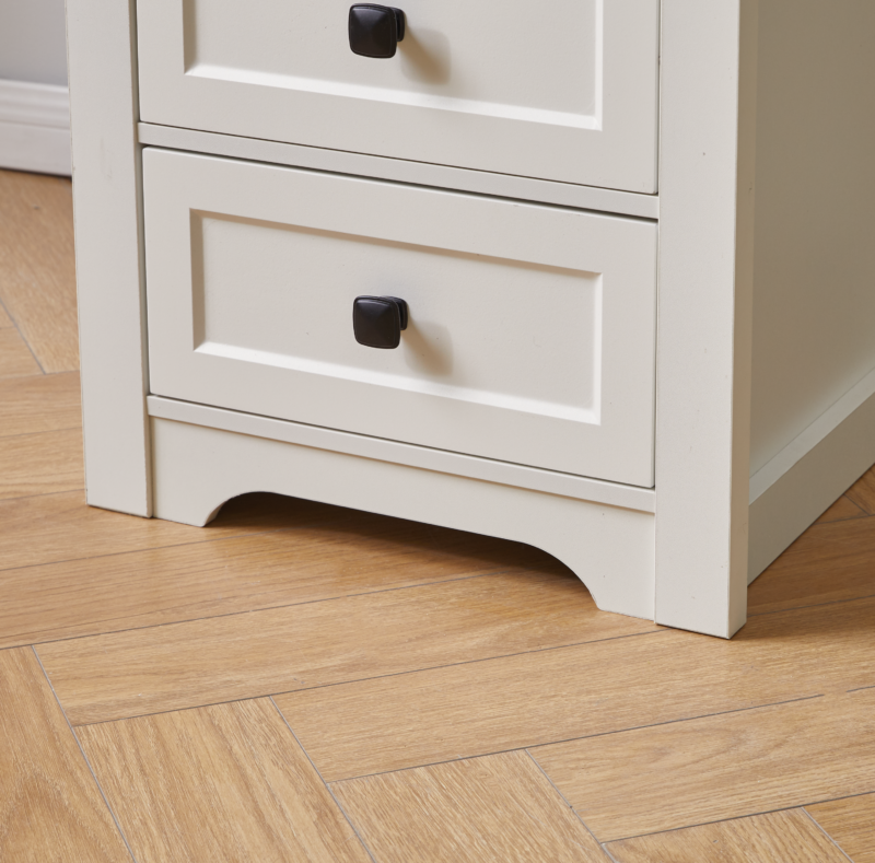 Farmhouse Side Table with Charging Station, Antique Nightstands with Drawers, Bedside Table with Open Shelf for Bedroom, White - Image 6