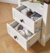 Farmhouse Side Table with Charging Station, Antique Nightstands with Drawers, Bedside Table with Open Shelf for Bedroom, White - Image 5