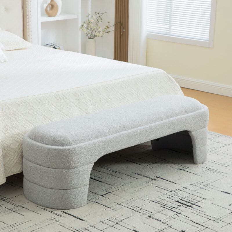 64.96"Wide Modern Upholstered Armless Upholstered Bedroom Benches End of Bed Bench for Entryway, Ottoman Foot Stool for Living Room and Bedroom, Entryway - Image 7